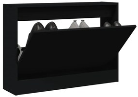 Scarpiera Nera 80x21x57 Cm İn Legno Multistrato /