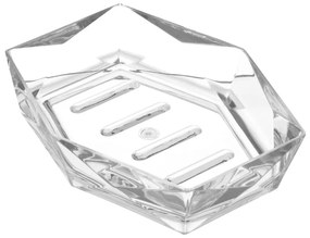 Porta Sapone Bianco Trasparente In Plastica Forma di Diamante