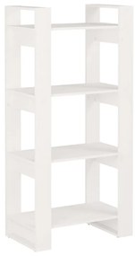 Libreria/divisorio bianco 60x35x125 cm legno massello