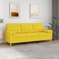 Divano a 3 Posti con Cuscini Giallo Chiaro 180 cm in Tessutocod mxl 70950