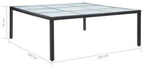 Tavolo da Giardino Nero 200x200x74 cm in Polyrattan