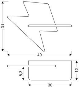 Applique LED per bambini con mensola LIGHTNING LED/4W/230V