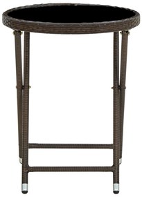 Tavolino da salotto marrone 60 cm polyrattan e vetro temperato