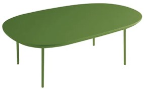 Tavolino con piano sagomato in legno Verde e base in metallo - FLUX Large