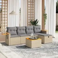 Set Divano da Giardino 6 pz con Cuscini Beige Misto Polyrattan 3265511