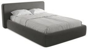 Letto matrimoniale imbottito grigio scuro con contenitore con griglia 140x200 cm Kiana - Makamii