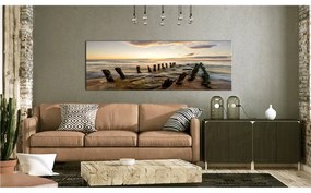 Quadro Wooden Breakwaters  Colore Beige, Dimensioni e Misure 150x50