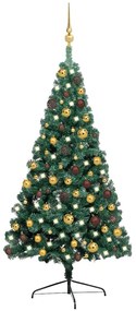 Albero Di Natale Preilluminato Con Supporto Verde 120 Cm Pvc /