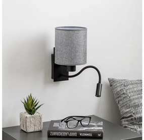 Brilagi - LED Lampada flessibile da muro NUBILA 1xE27/25W/230V + LED/3W nero/grigio