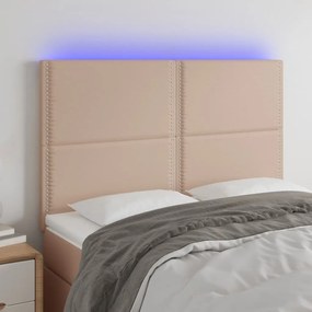 Testiera A Led Cappuccino 144x5x118/128 Cm İn Similpelle /
