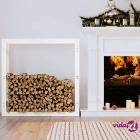 vidaXL Portalegna Bianco 100x25x100 cm in Legno Massello di Pino
