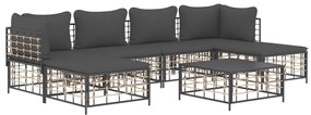 Set divani da giardino 7 pz con cuscini antracite in polyrattan