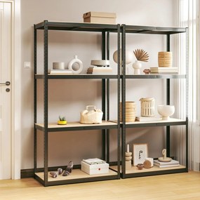 Mensole 4 Strati 2pz Antracite İn Acciaio E Legno Multistrato /