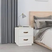 Comodino Bianco 40x34x45 cm in Legno Massello di Pino 818327