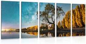 Quadri 5 pezzi – Albero sotto il cielo stellato