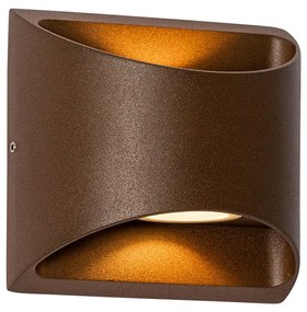 Lampada da parete per esterni moderna marrone ruggine con LED a 2 luci IP54 - Mal