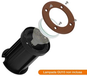 Faretto Carrabile GU10 IP67 - CORTEN con Doppio Pressacavo