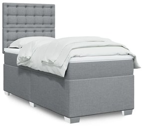 Giroletto A Molle Con Materasso Grigio Chiaro 80x200 Cm Tessuto /