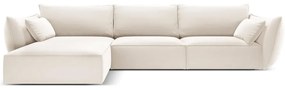 Divano angolare beige (con penisola a sinistra/con chaise lounge) con rivestimento in velluto Vanda – Mazzini Sofas