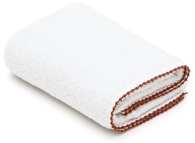 Kave Home - Asciugamano Sinami 100% cotone bianco con dettaglio a contrasto terracotta 30 x 50 cm