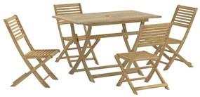 Set da pranzo per giardino 5 pz in legno massello di acacia