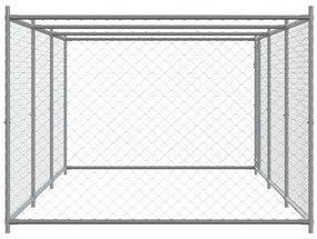 Gabbia per cani con porta grigia 6x2x1,5 m in acciaio zincato