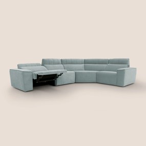 Clark Divano modulare angolare REVERSIBILE con opzione relax elettrico in tessuto smacchiabile impermeabile T17 verde acqua