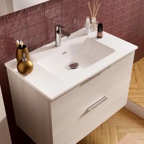 Lavabo a incasso rettangolare vasca centrale Jnka L 81 x H 18 x P 46.5 cm in ceramica bianco lucido