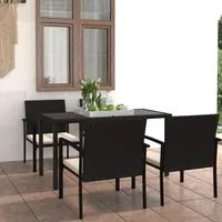 Set da Pranzo da Giardino 5 pz in Polyrattan Nero cod mxl 36923