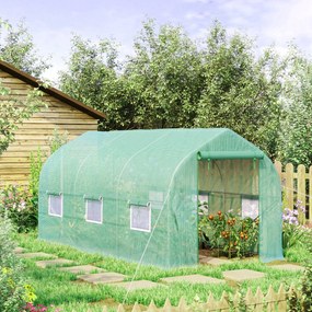 Serra a Tunnel Anti-UV 4x2x2 m con 6 Finestre a Rete e Ingresso Arrotolabile in Metallo e PE Verde...