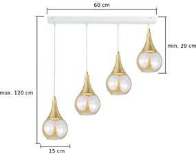 Lampadario a sospensione con filo LACRIMA WHITE 4xE27/60W/230V