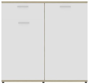 Credenza Bianca e Rovere Sonoma 80x36x75cm in Legno Multistrato