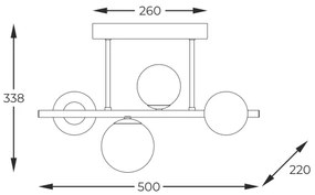 Zuma Line MX5918-4-EGN - Lampadario a sospensione con supporto rigido VILLA 4xG9/3,5W/230V oro