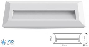 Faretto Luci Led Segnapasso Rettangolare Carcassa Bianca 3W Neutro 4000K IP65 Montaggio a Plafone SKU-211326