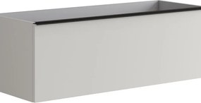 Mobile da bagno sospeso sotto lavabo Pixel plain 1 cassetto L 120 x H 40 x P 45.5 cm grigio pastello laccato opaco, con maniglia nero opaco