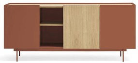 Cassettiera bassa in rovere decorato color mattone-naturale 180x78 cm Otto - Teulat