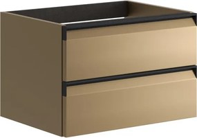 Cassettiera fusion 2 cassetti l.60 - maniglia metallo nera - pet oro l59,5h40p45,5