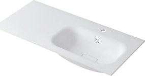 Lavabo a incasso rettangolare vasca a destra L 100.5 x H 15 x P 46 cm in resina bianco lucido
