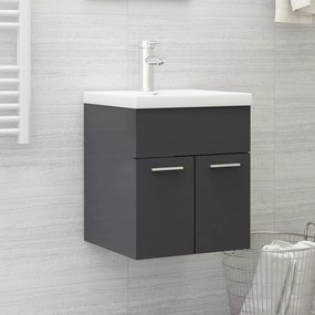 Mobile Bagno Con Lavabo Integrato Grigio Lucido İn Truciolato /
