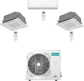 Climatizzatore Condizionatore Hisense Hi Comfort WiFi + Cassetta 4 vie R32 Trial Split Inverter 7000 + 9000 + 9000 BTU con U.E. 3AMW52U4RJC Classe