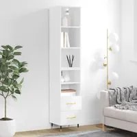 Credenza 34,5x34x180 cm in Legno Multistrato Bianco Lucidocod mxl 130546