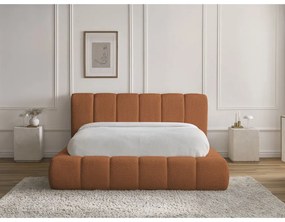 Letto matrimoniale imbottito arancione contenitore e rete inclusi 160x200 cm Denali - Bobochic Paris