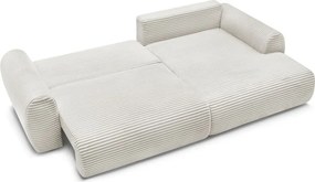 Divano angolare color crema allungabile (con penisola a destra) con rivestimento in velluto a coste Lucien – Bobochic Paris