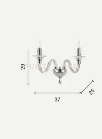 Applique in vetro e cristallo ottano gala 2 luci lp.gala-2-ott