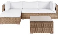 Set da giardino composto da divano con tavolino in rattan naturale lato destro 5 posti stile elegante