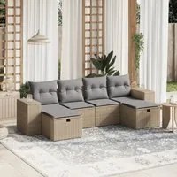 Set Divano da Giardino 6 pz con Cuscini Beige Misto Polyrattan 3264475