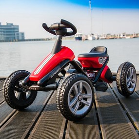 Costway Go Kart a pedali con sistema di trazione posteriore ruote con strisce antiscivolo, Auto a pedali per ragazzi