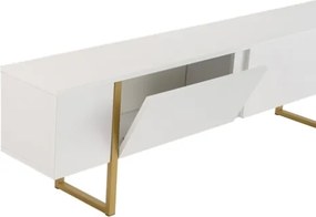 Mobile TV Da Terra 180 Cm A 2 Ante Bianco E Piedini Oro Serena