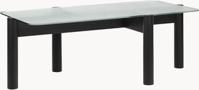 Tavolino da salotto in legno di faggio con piano in vetro Kob