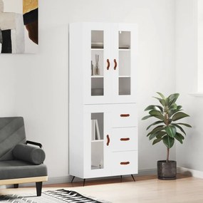 Credenza Bianco Lucido 69,5x34x180 Cm İn Legno Multistrato /